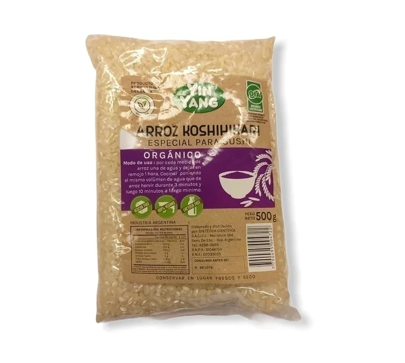 Arroz de Sushi Organico Koshihikari x 500 gr x 10 u (Yin Yang)