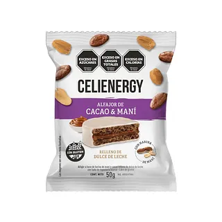 Alfajor de Mani Relleno de Dulce de Leche x 50 gr x 12 u (Celienergy)