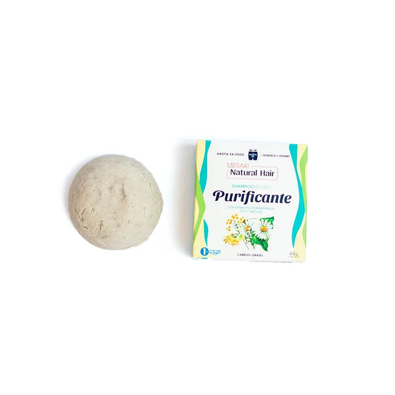Shampoo Solido Purificante con Extracto de Manzanilla Tilo y Arcilla x 65 gr (Meraki)