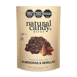 Almendras y Semilla Banadas en Chocolate Negro x 100 gr (Natural Candy )