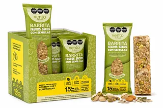 Barritas de Frutos Secos con Semillas y Pistachos x 12 u (Vento Fit)