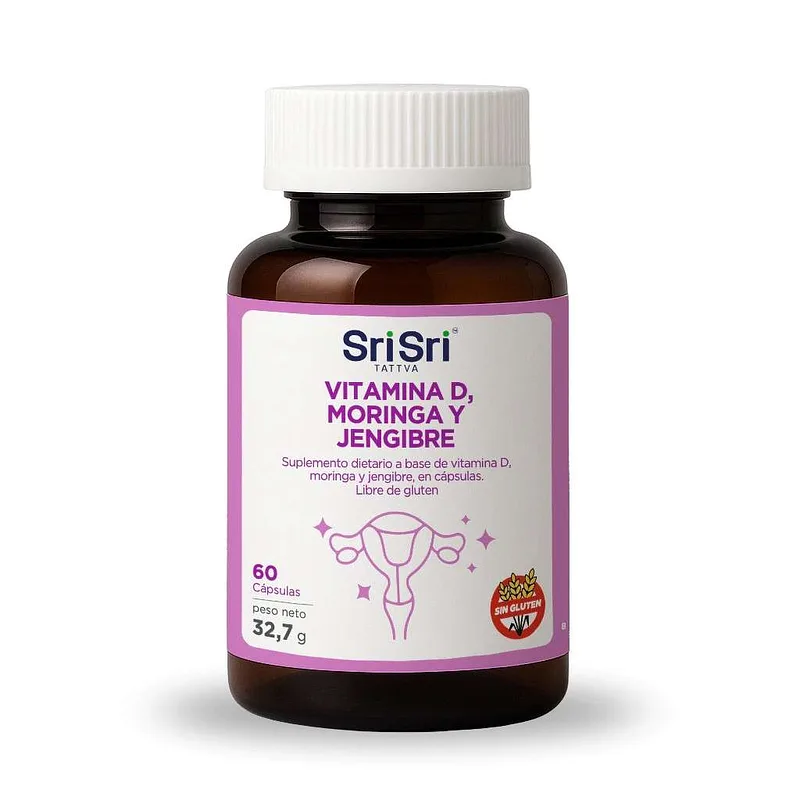 Vitamina D, Moringa y Jengibre x 60 cap (Sri Sri)