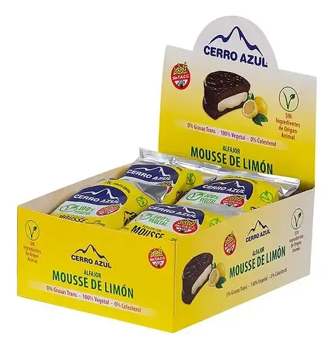 Alfajor de Mousse de Limon Vegano x 50 gr x 12 u (Cerro Azul)
