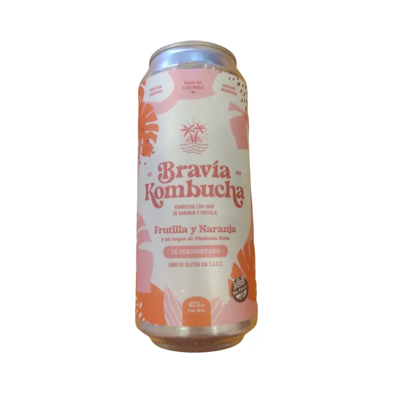 Kombucha Sabor Frutilla y Naranja x 473 ml (Bravia)