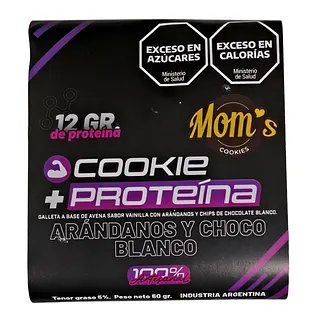 Galletitas Cookie + Proteina Arandanos y Choco Blanco x 10 u (Moms)