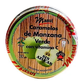 Caramelos de Manzana Verde con Vitamina C sin Azucar x 30 gr x 5 u (Masui)