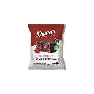 Alfajor Relleno de Dulce de Frutillas x 40 gr x 12 u (Dantelli)