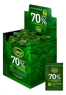 Chocolatines 70% Cacao con Stevia Sin Azucar Agregada x 5 gr x 50 u (COPANI)