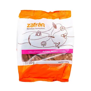 Galletitas Avena Pasas y Chia x 150 gr (Zafran)