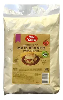 Harina de Maiz Blanco para Arepas x 500 gr x 6 u (Yin Yang)