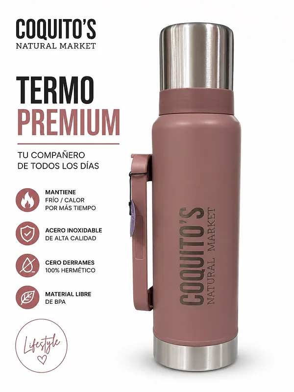 Combo Mate y Termo Rosa Viejo x 1.2 lt (Coquitos)