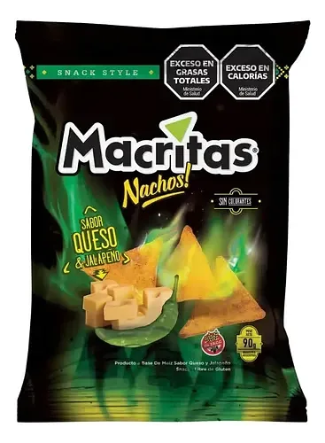 Nachos Sabor Queso y Jalapeno x 90 gr (Macritas)