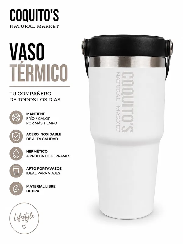 Botella Termica Blanco x 500 ml (Coquitos)