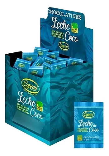 Chocolatines Leche de Coco sin Azucar Agregada con Stevia x 5 gr x 50 u (COPANI)