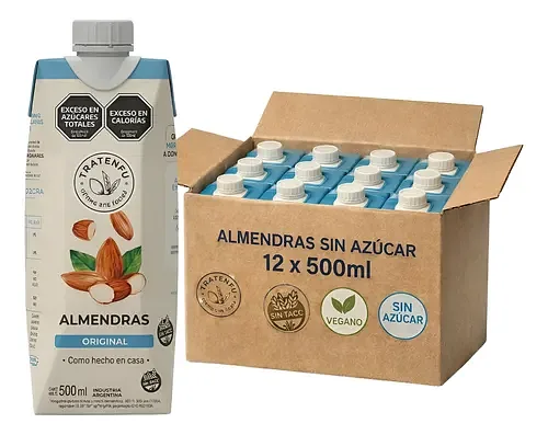 Leche de Almendras sin Azucar x 500 ml x 12 u (Tratenfu)