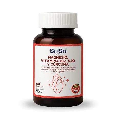 Magnesio, Vitamina B12, Ajo y Curcuma x 60 cap (Sri Sri)