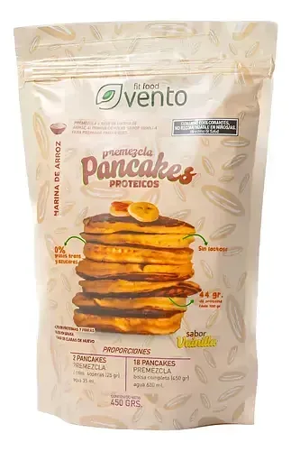 Premezcla para Pancakes Proteicos Sabor Neutro con Harina de Arroz x 450 gr (Vento Fit)