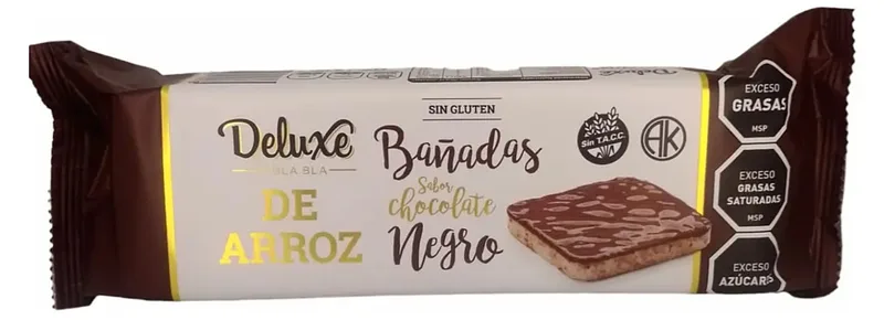 Galleta de Arroz Banada Sabor Chocolate Negro x 12 u (Deluxe )