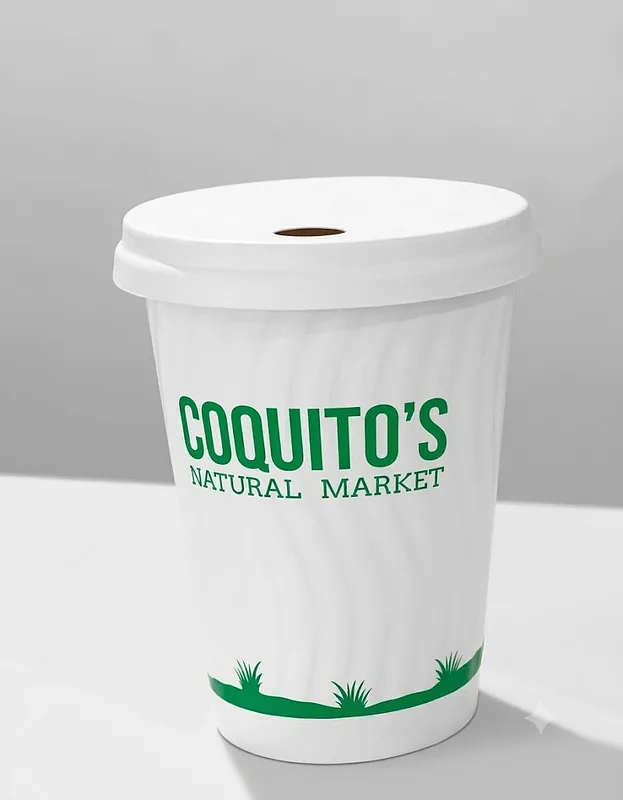 Vasos con Tapa Compostable y Biodegradable x 8 oz x 250 u (Coquitos)