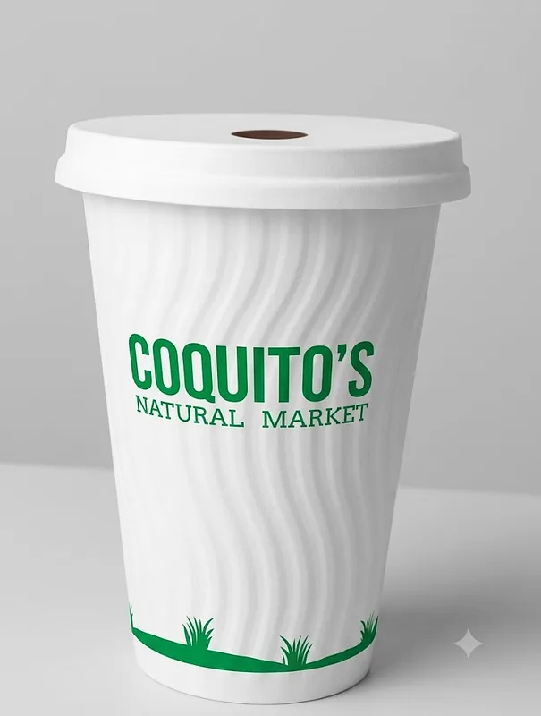 Vasos con Tapa Compostable y Biodegradable x 12 oz x 250 u (Coquitos)
