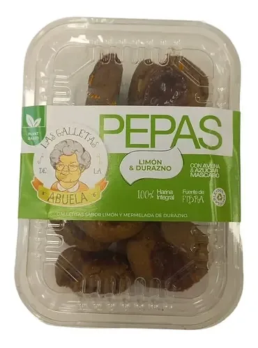 Pepas Veganas de Limon y Durazno x 180 gr (Las Galletas de la Abuela)