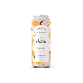 Kombucha Sabor Naranja Mango x 473 ml (Live Kombu)