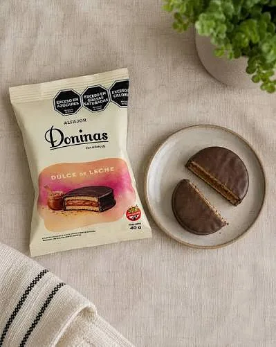 Alfajor Chocolate Negro Relleno Dulce de Leche x 12 Unidades (Doninas)
