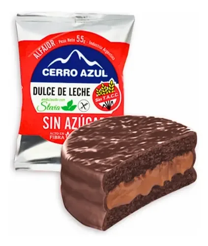 Alfajor de Dulce de Leche sin Azucar x 50 gr x 12 u (Cerro Azul)