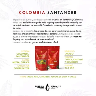 Cafe Colombia Santander x 250 gr (Penguin Coffee)