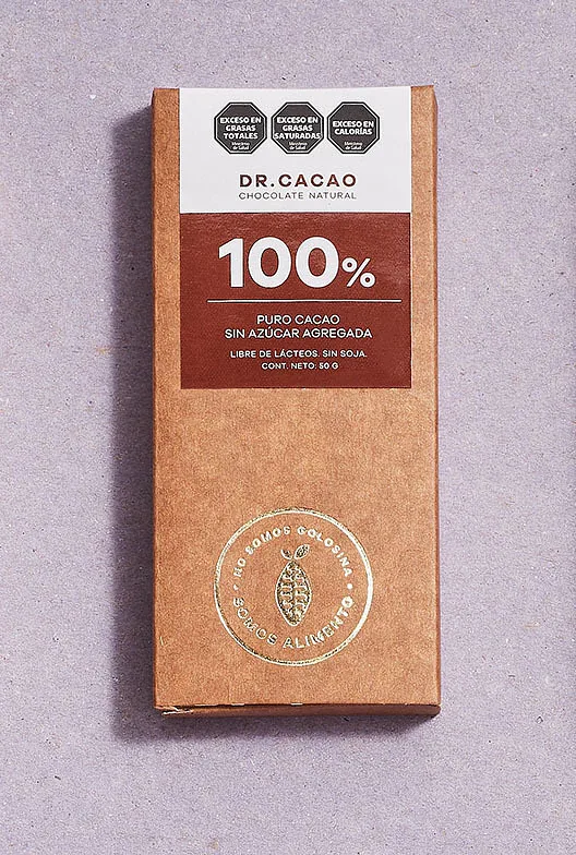 Chocolate 100% Puro Cacao Sin Azucar x 50 Grs x 10 Unidades (Dr Cacao)