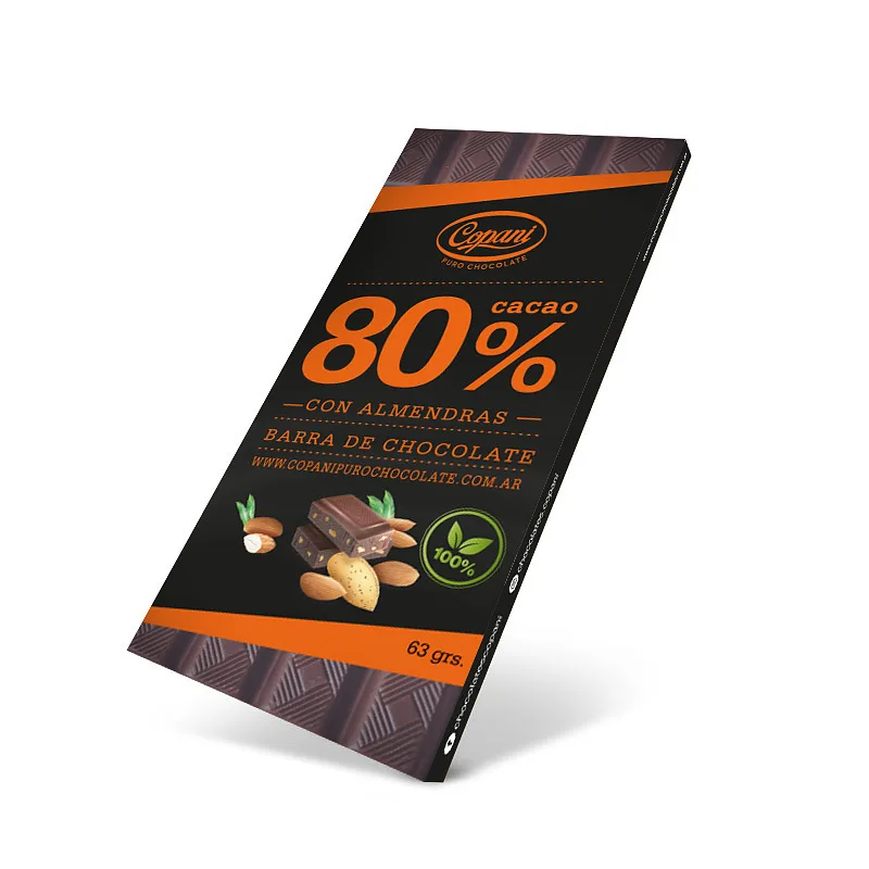 Chocolate Tableta 80% Cacao con Almendras x 63 gr x 12 u (COPANI)