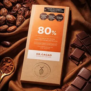 Chocolate 80% Puro Cacao Sin Azucar con Melena de Leon - 10 Unidades (Dr Cacao)