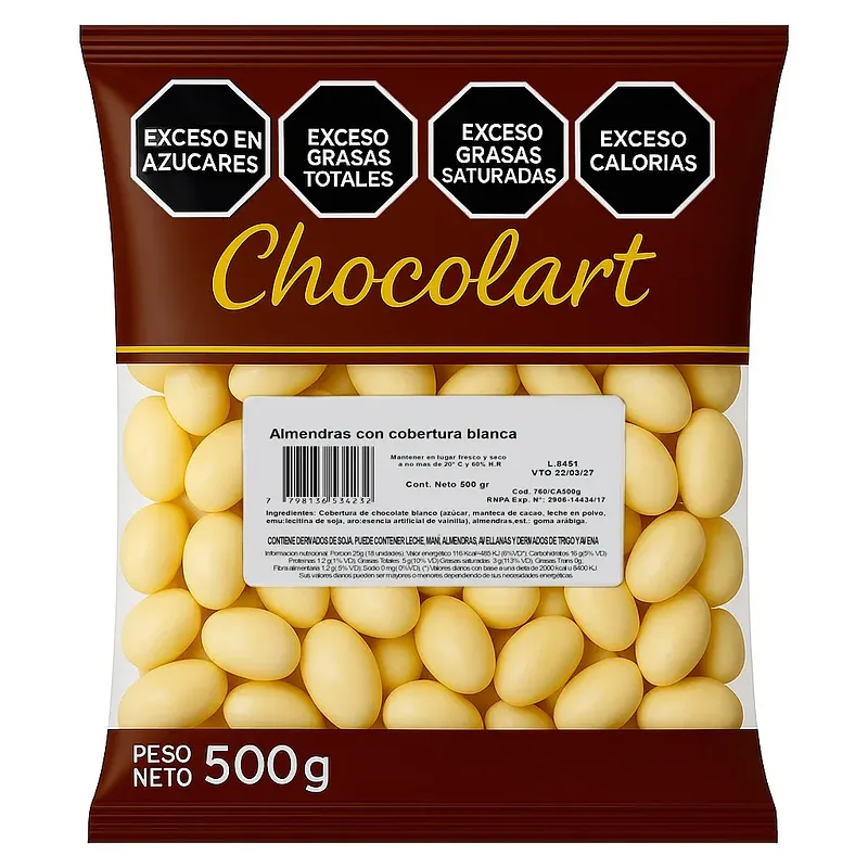 Almendras con Chocolate Blanco x 500 gr (Chocolart)