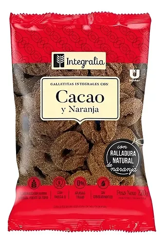 Galletitas Anillos Cacao y Naranja x 200 gr (Integralia)