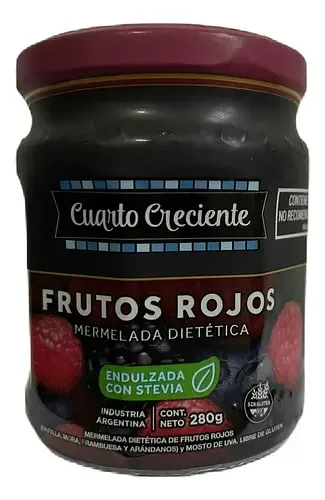Mermelada con Stevia Frutos Rojos x 280 gr (Cuarto Creciente)