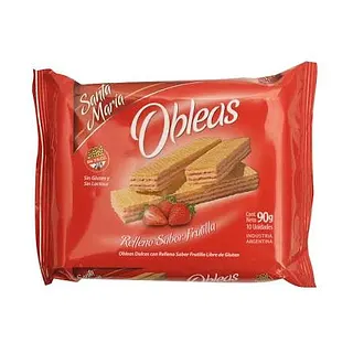 Oblea Frutilla x 90 gr sin Tacc (Santa Maria)