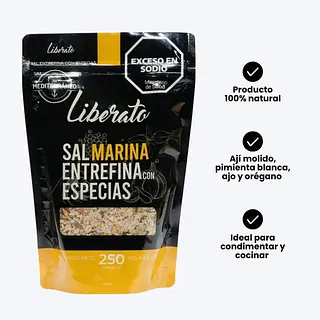 Sal Marina Entrefina con Especias x 250 gr (Liberato)