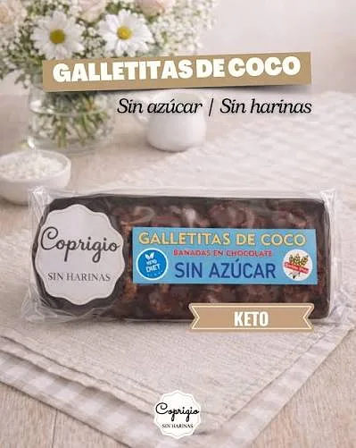 Galletitas de Coco Bañadas en Chocolate Sin Azucar  KETO DIET (Coprigio)