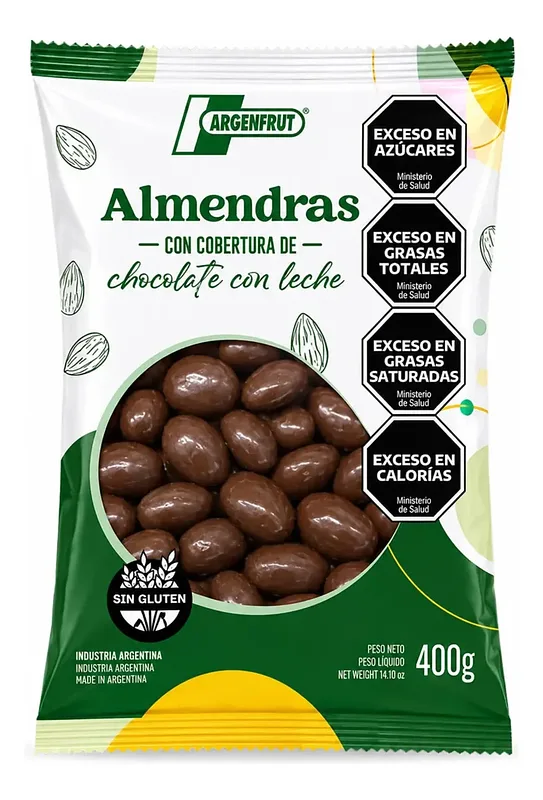 Almendras con Cobertura Chocolate con Leche x 400 gr (Argenfrut)
