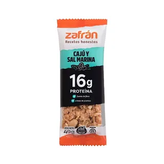 Barritas de Proteina Caju y Sal Marina x 49 Gr - 12 Unidades (Zafran)