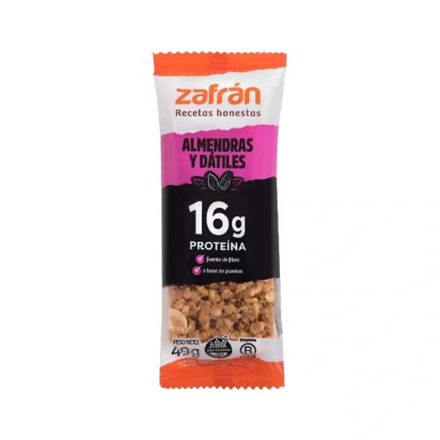 Barritas de Proteina Almendras y Datiles x 49 Gr - 12 Unidades (Zafran)