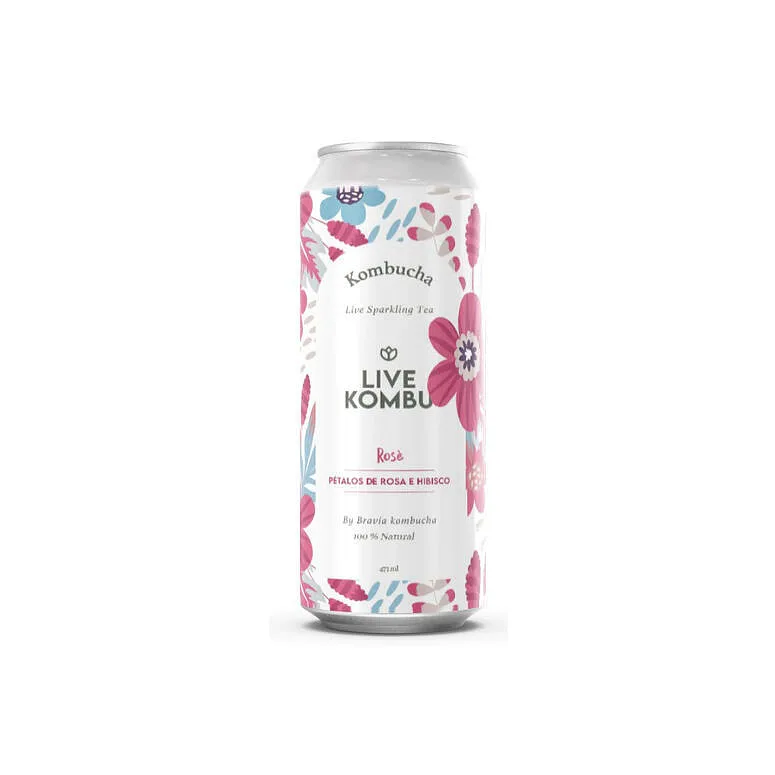 Kombucha Sabor Hibisco y Petalos de Rosa x 473 ml (Live Kombu)