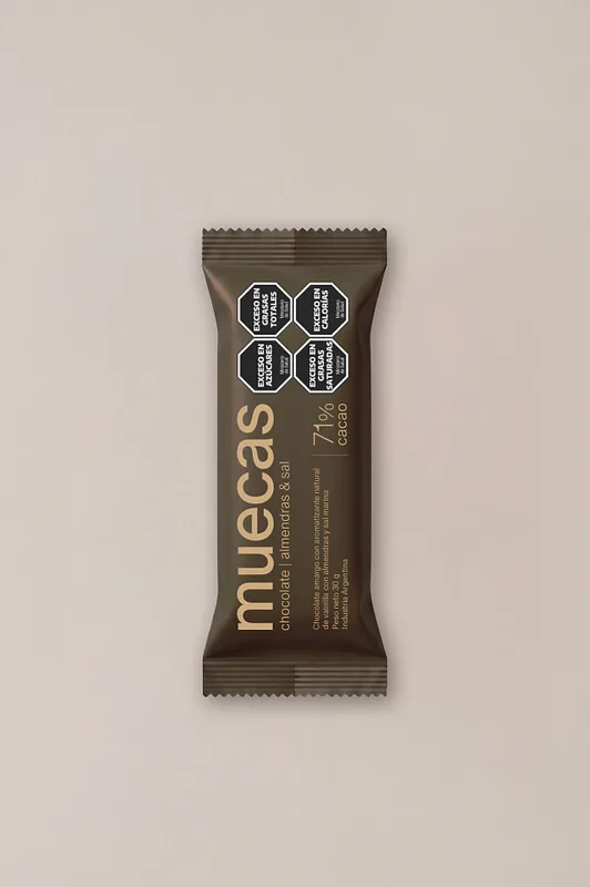 Mini Chocolate 71% Cacao Almendras Tostadas y Sal Marina 30 gr x 16 u (Muecas)