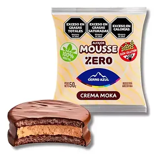 Alfajor de Mousse de Crema Moka x 50 gr x 12 u (Cerro Azul)