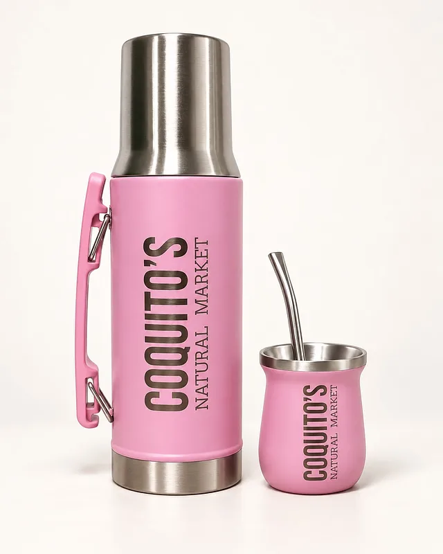 Combo Mate y Termo Rosa x 1.0 lt (Coquitos)