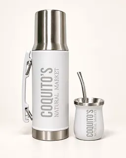 Combo Mate y Termo Blanco x 1.0 lt (Coquitos)