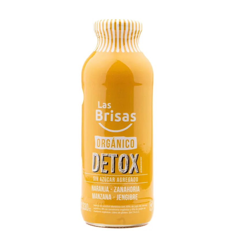 Jugo Detox Organico Naranja, Zanahoria, Manzana y Jengibre x 330 ml (Las Brisas)