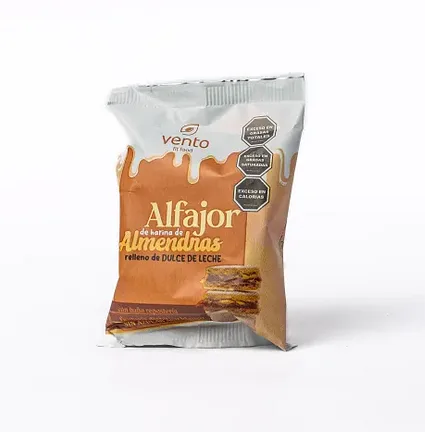 Alfajores de Almendras Blanco Relleno con Dulce de Leche x 53 gr x 6 u (Vento Fit)