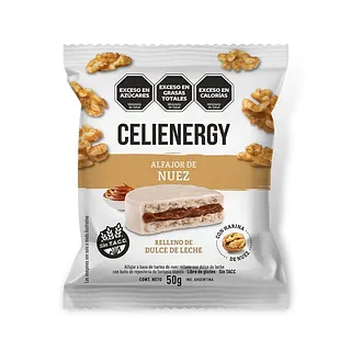 Alfajor de Nuez Relleno de Dulce de Leche x 50 gr x 12 u (Celienergy)