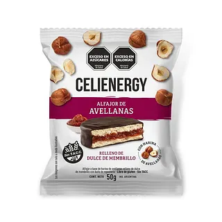 Alfajor de Avellana Membrillo con Choco Negro x 50 gr x 12 u (Celienergy)